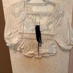 For Love And Lemons White Lace Blouse